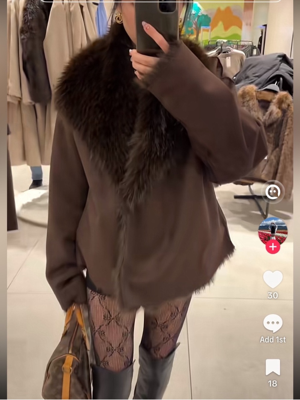 ZARA DOUBLE-FACED FUR COAT